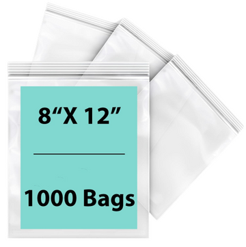 LDPE 2 Mil Reclosable Poly Bags 8X12 inches 1000 Bags